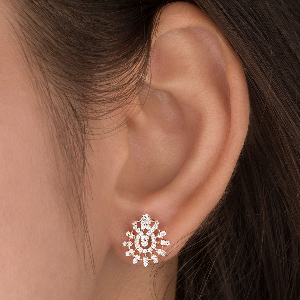 18K Rose Gold Diamond Earrings - 0.473ct VVS-VS-EF
