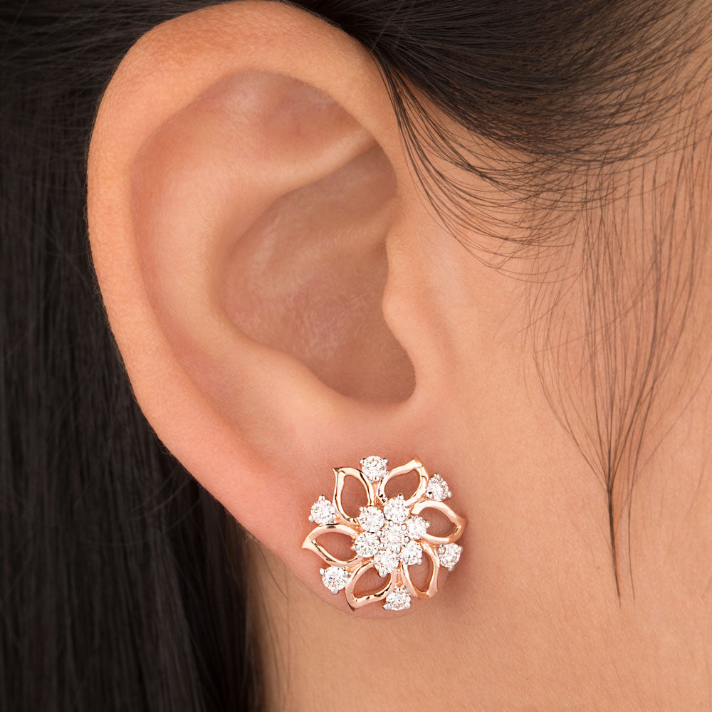 18K Rose Gold Diamond Earrings - 1.172ct VVS-VS-HI