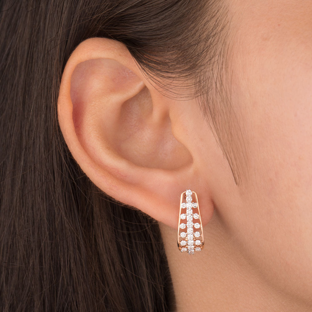 18K Rose Gold Diamond Earrings - 0.756ct VVS-VS-EF