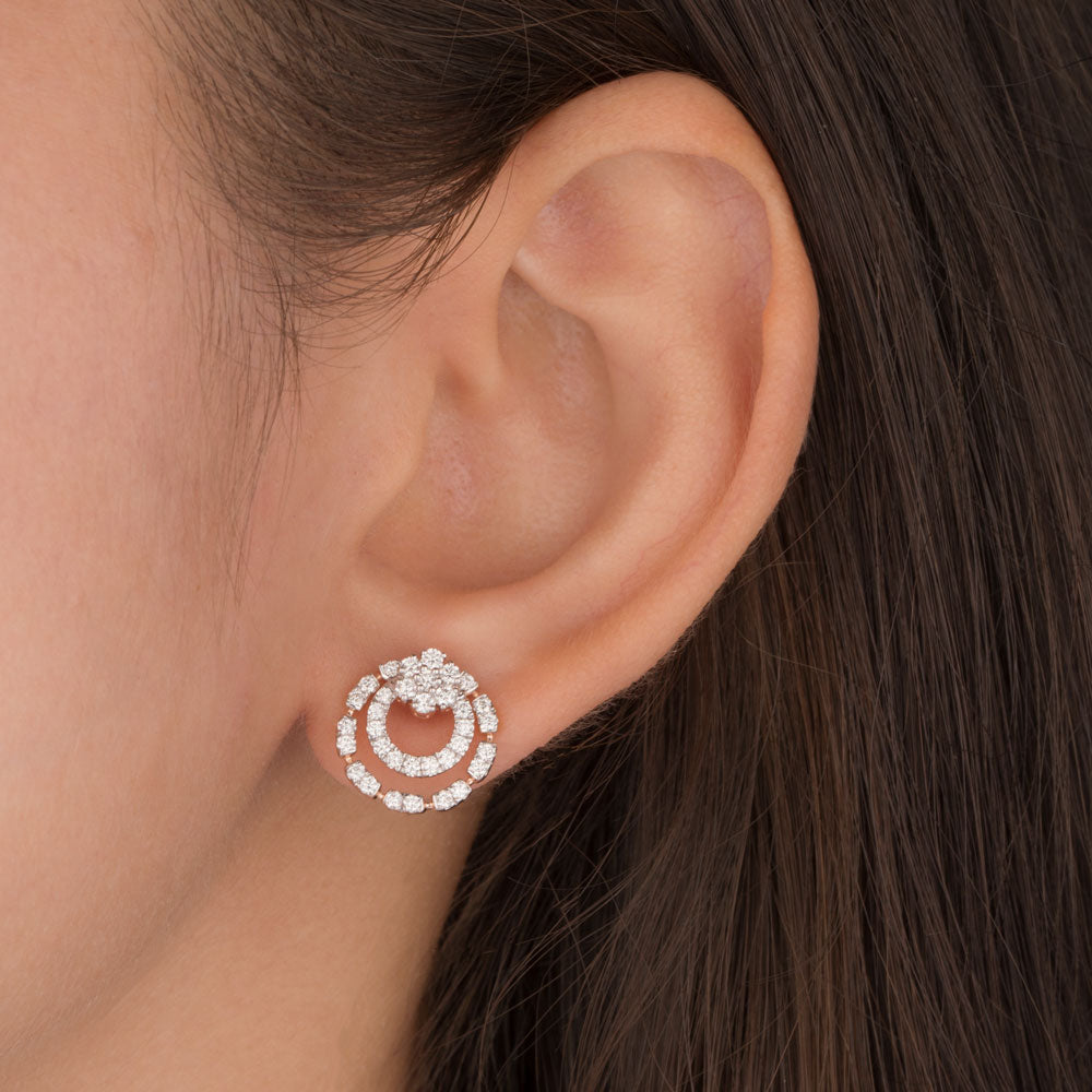 14K Rose Gold Diamond Earrings - 0.729ct VS-EF