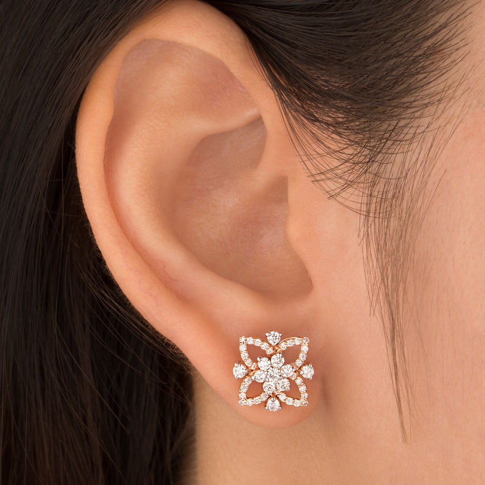 18K Rose Gold Diamond Earrings - 0.773ct VVS-VS-HI