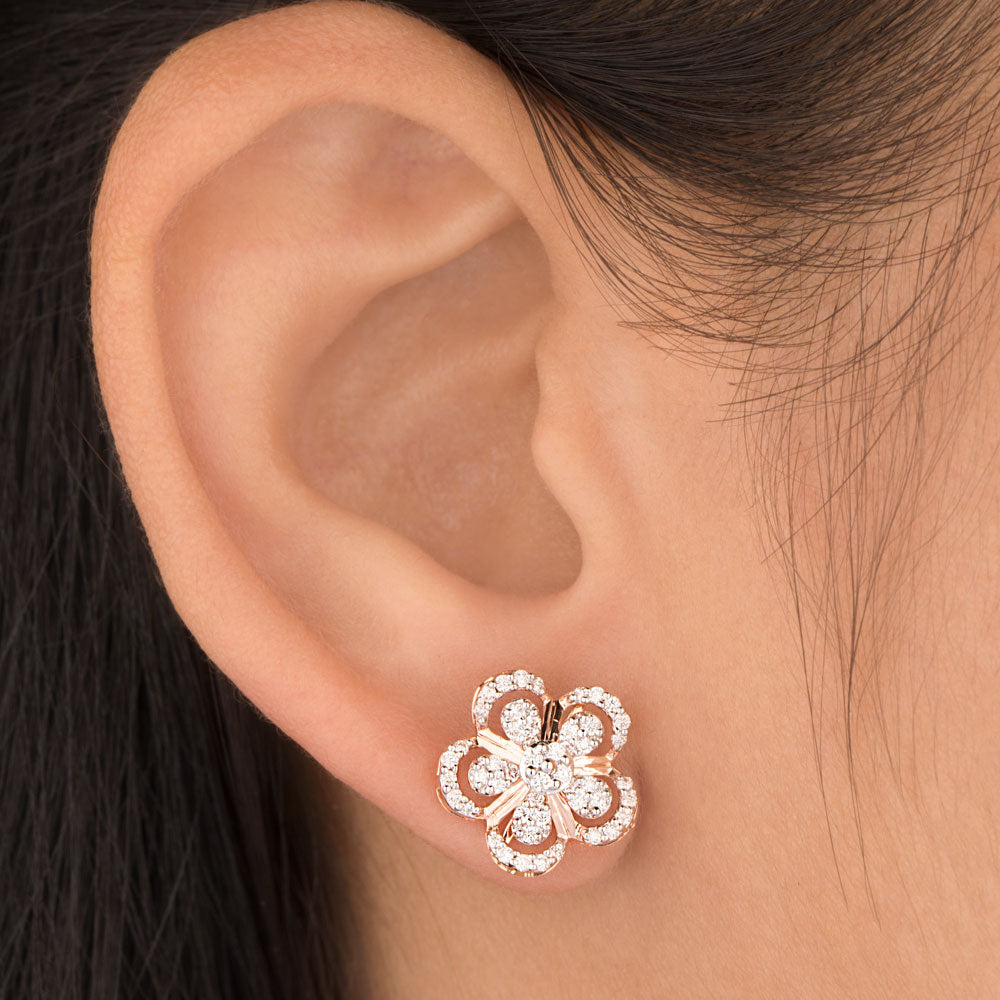 18K Rose Gold Diamond Earrings - 0.48ct VVS-VS-HI