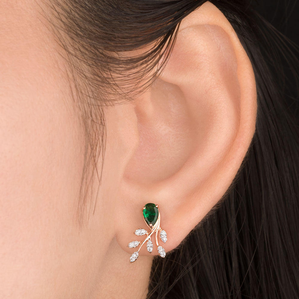 18K Rose Gold Diamond Earrings - 0.185ct VVS-FG with Colour Stones