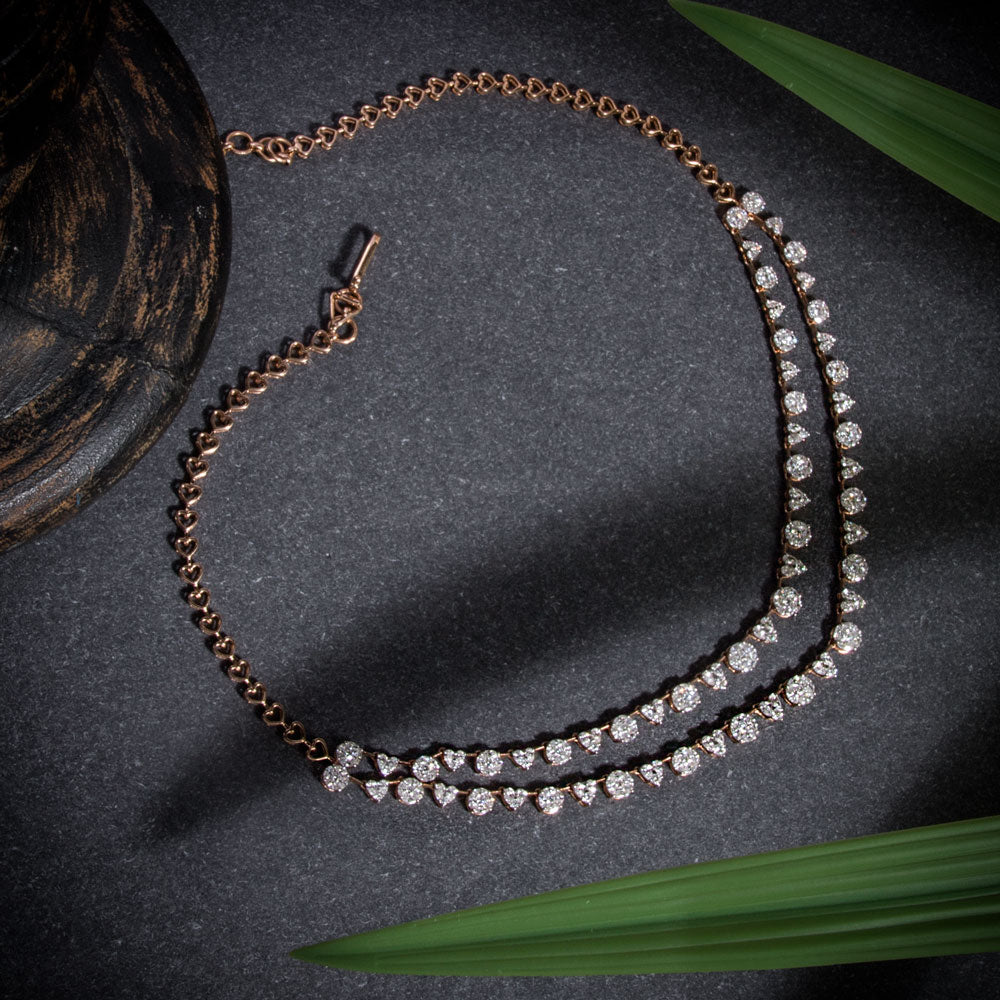 18K Rose Gold Diamond Necklace - 6.792ct VVS-EF