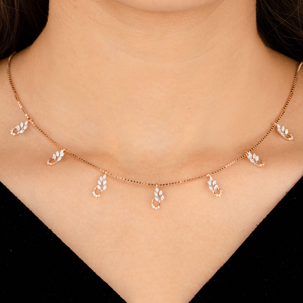 18K Rose Gold Diamond Necklace - 1.248ct VVS-EF