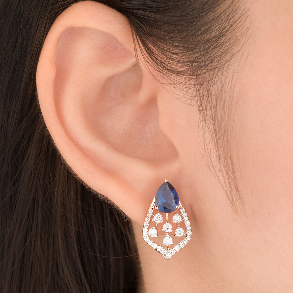 18K Rose Gold Diamond Jewellery - 0.856ct VVS-FG with Colour Stones