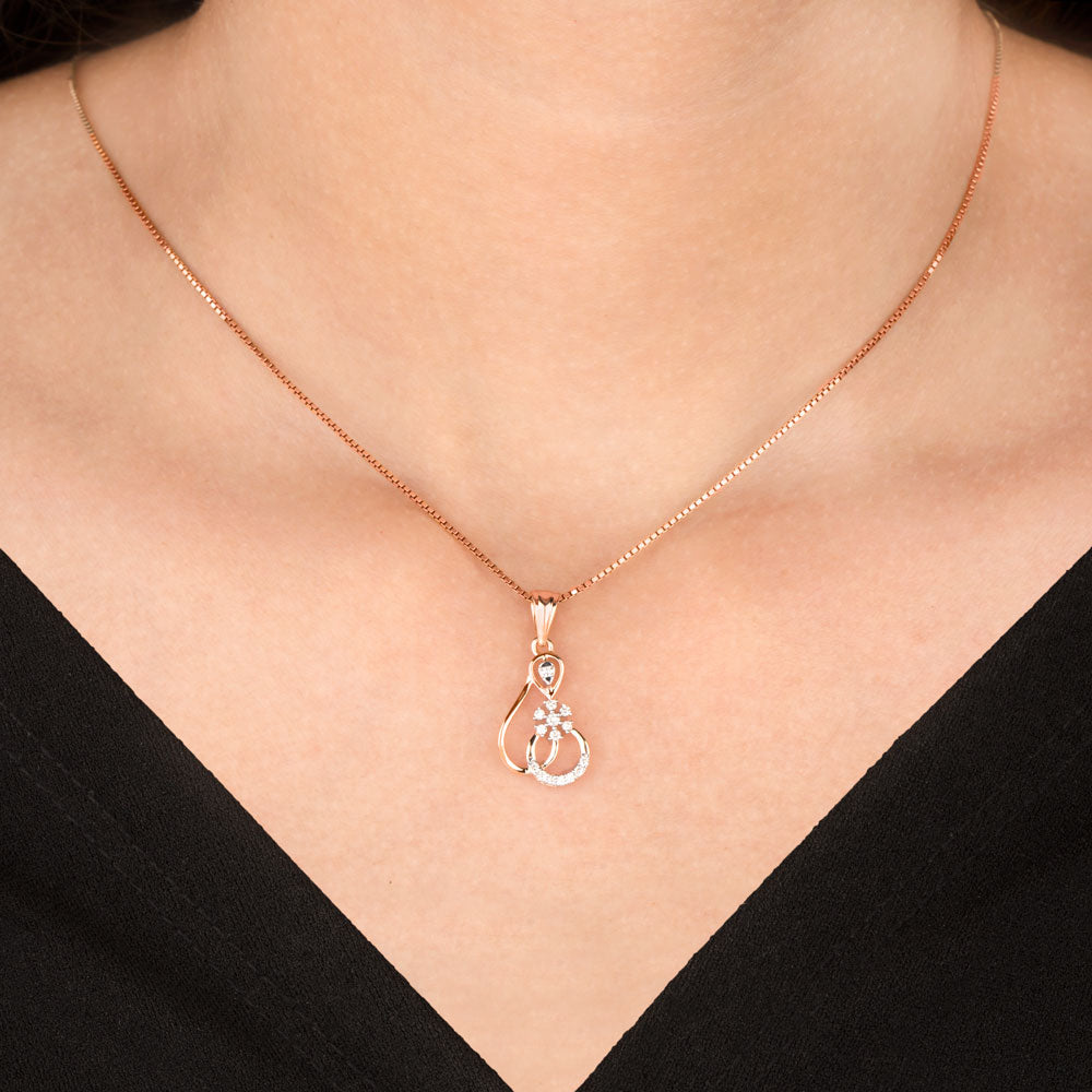 18K Rose Gold Diamond Pendant - 0.134ct VVS-VS-HI