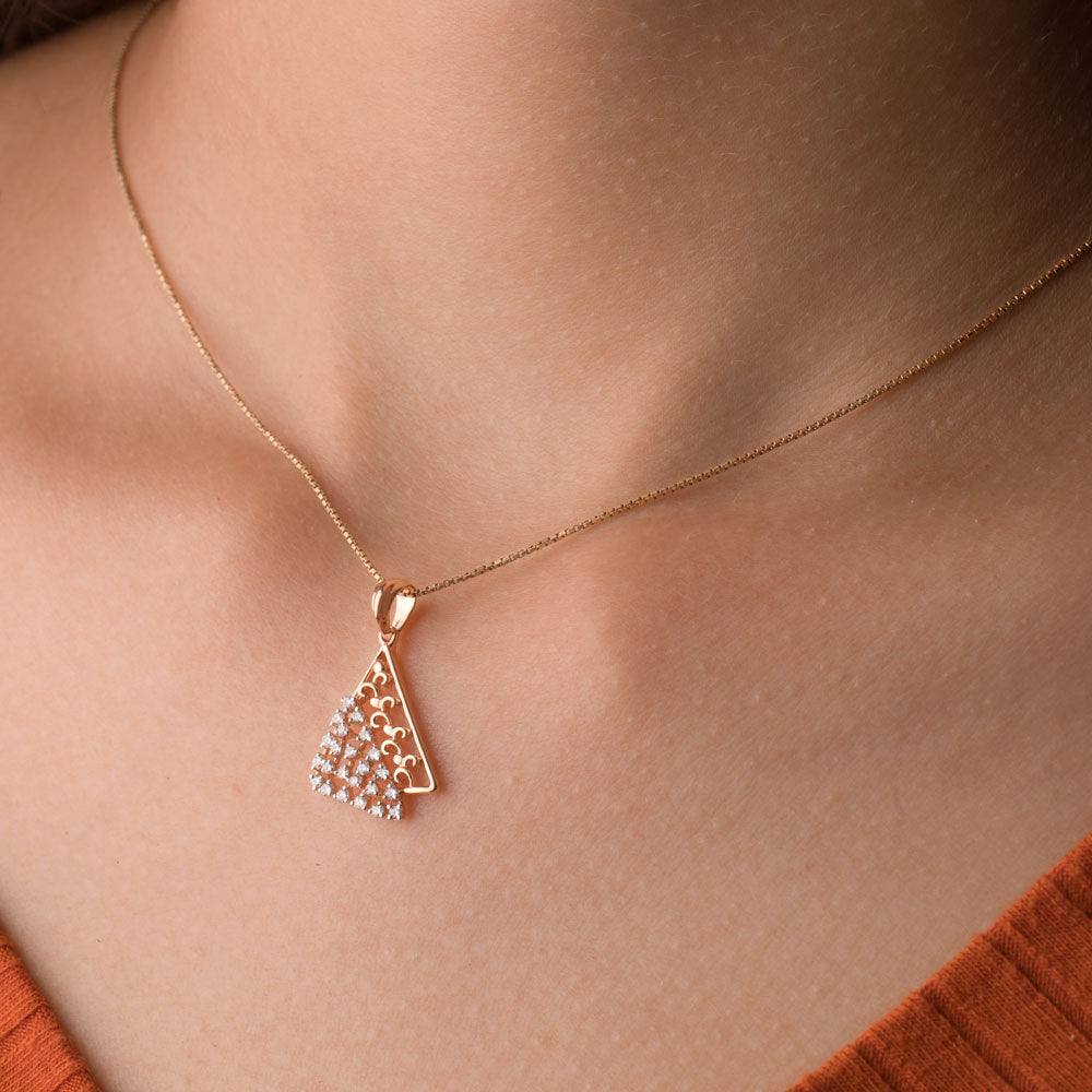 18K Rose Gold Diamond Pendant - 0.222ct VS-SI-GH