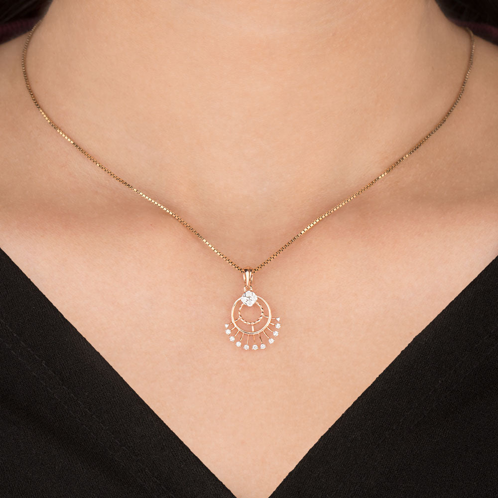 18K Rose Gold Diamond Pendant - 0.137ct VVS-FG
