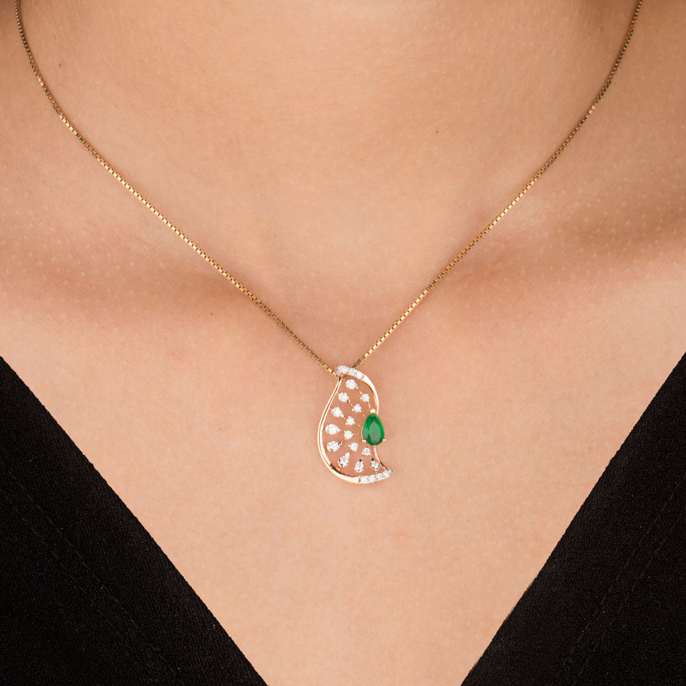 18K Rose Gold Diamond Pendant - 0.244ct VVS-VS-EF with Colour Stones
