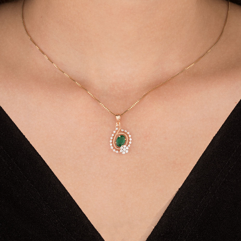 18K Rose Gold Diamond Pendant - 0.248ct VVS-VS-EF with Colour Stones