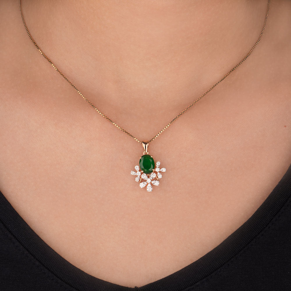 18K Rose Gold Diamond Pendant - 0.519ct VVS-VS-GH with Colour Stones