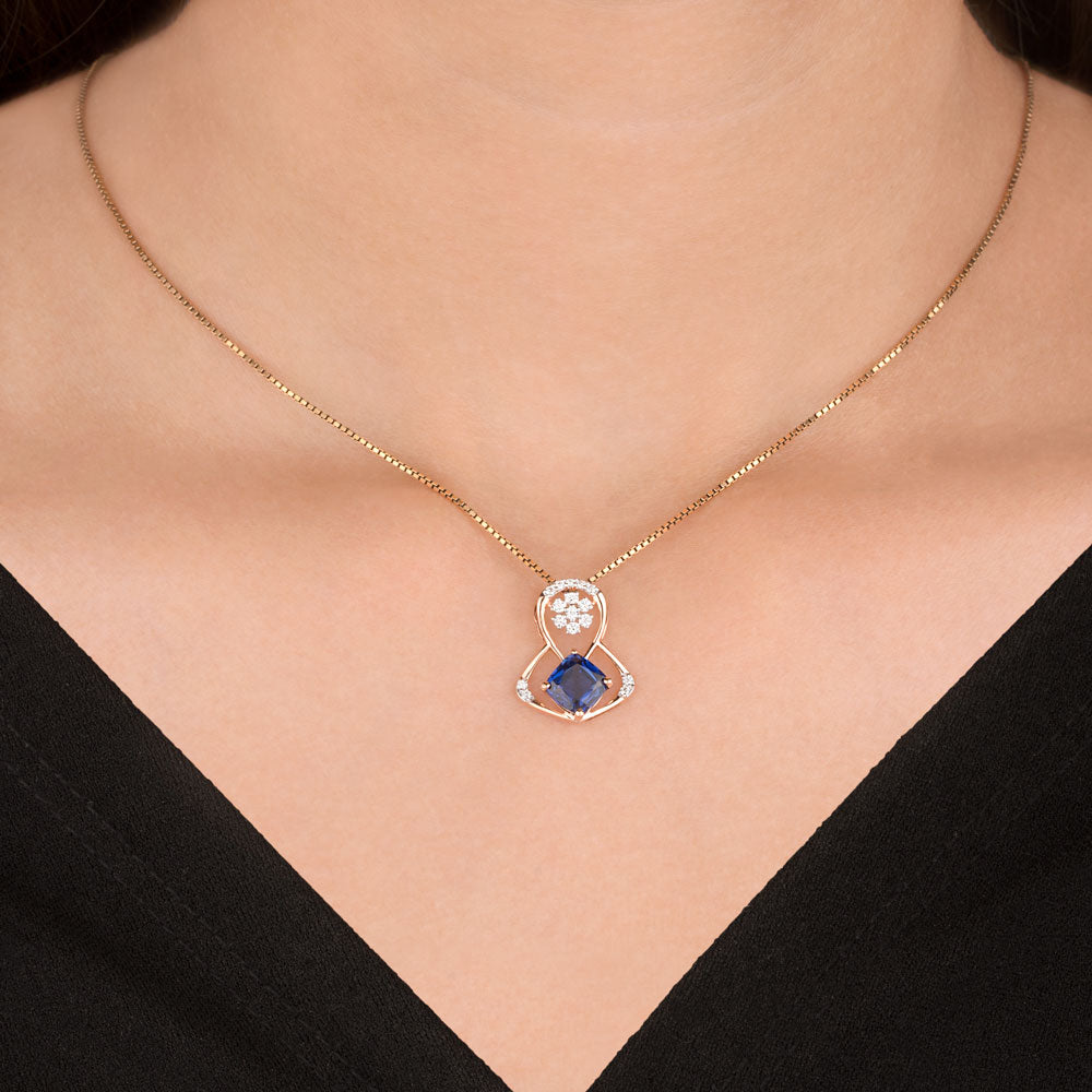 18K Rose Gold Diamond Pendant - 0.171ct VVS-FG with Colour Stones
