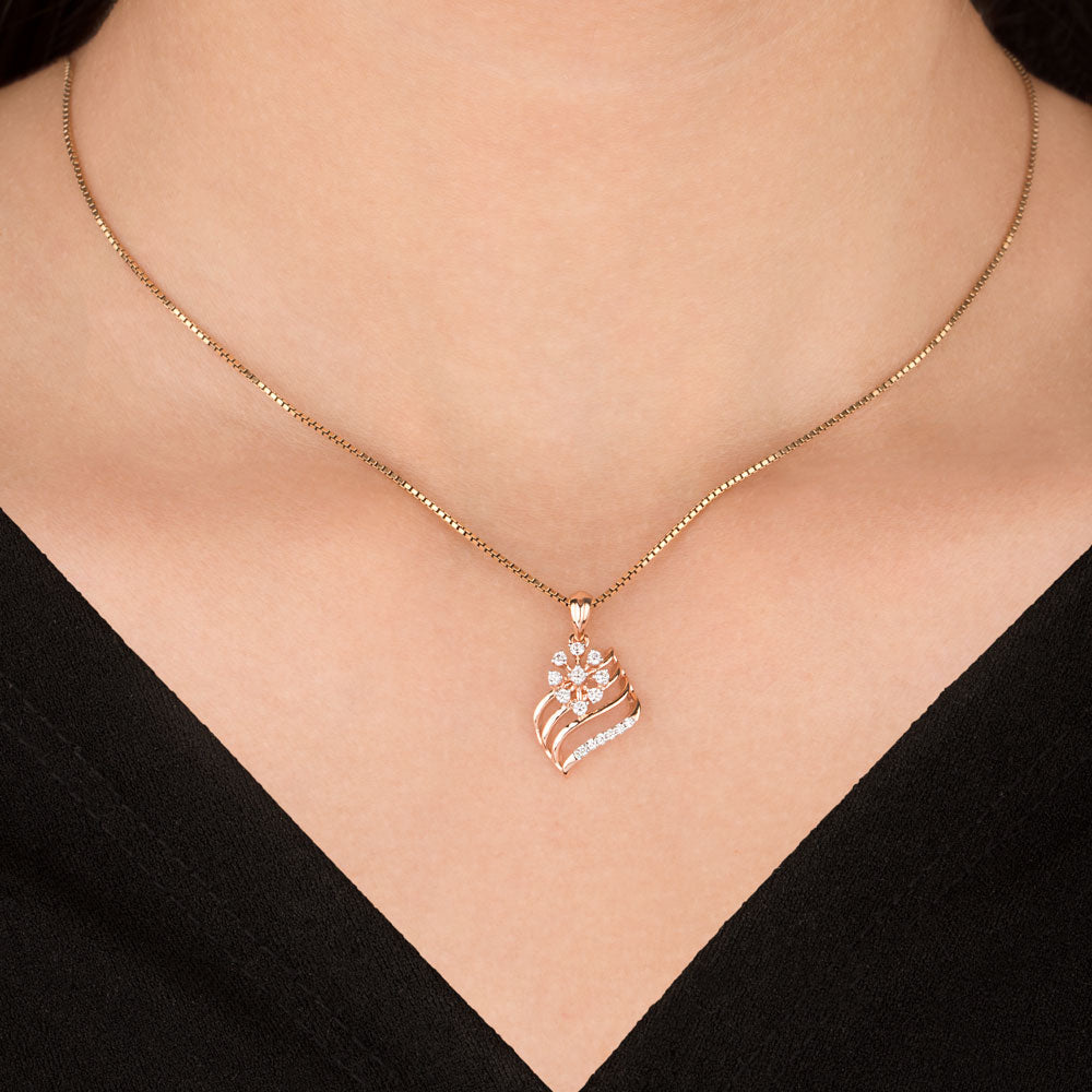 18K Rose Gold Diamond Pendant - 0.178ct VVS-VS-FG