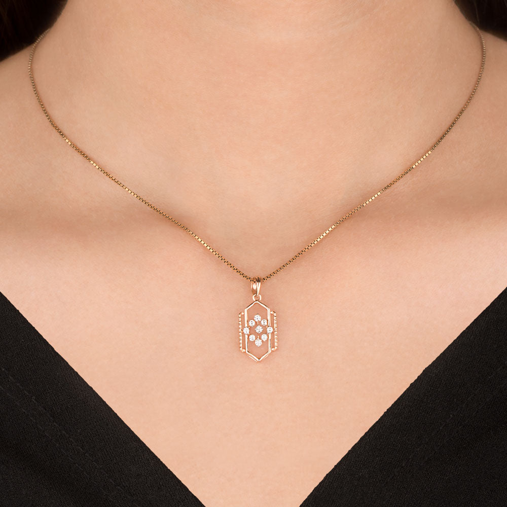 18K Rose Gold Diamond Pendant - 0.135ct VVS-FG