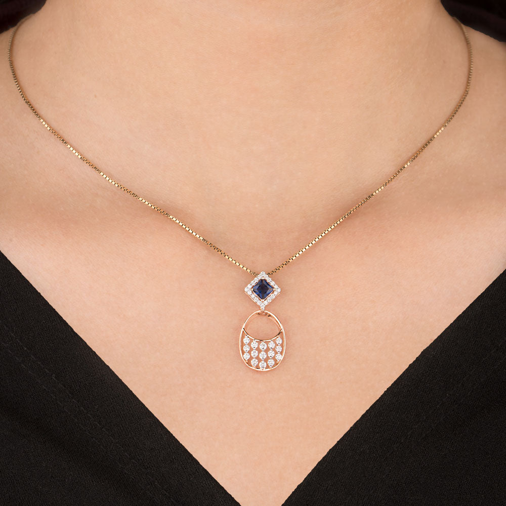 18K Rose Gold Diamond Pendant - 0.342ct VVS-VS-FG with Colour Stones