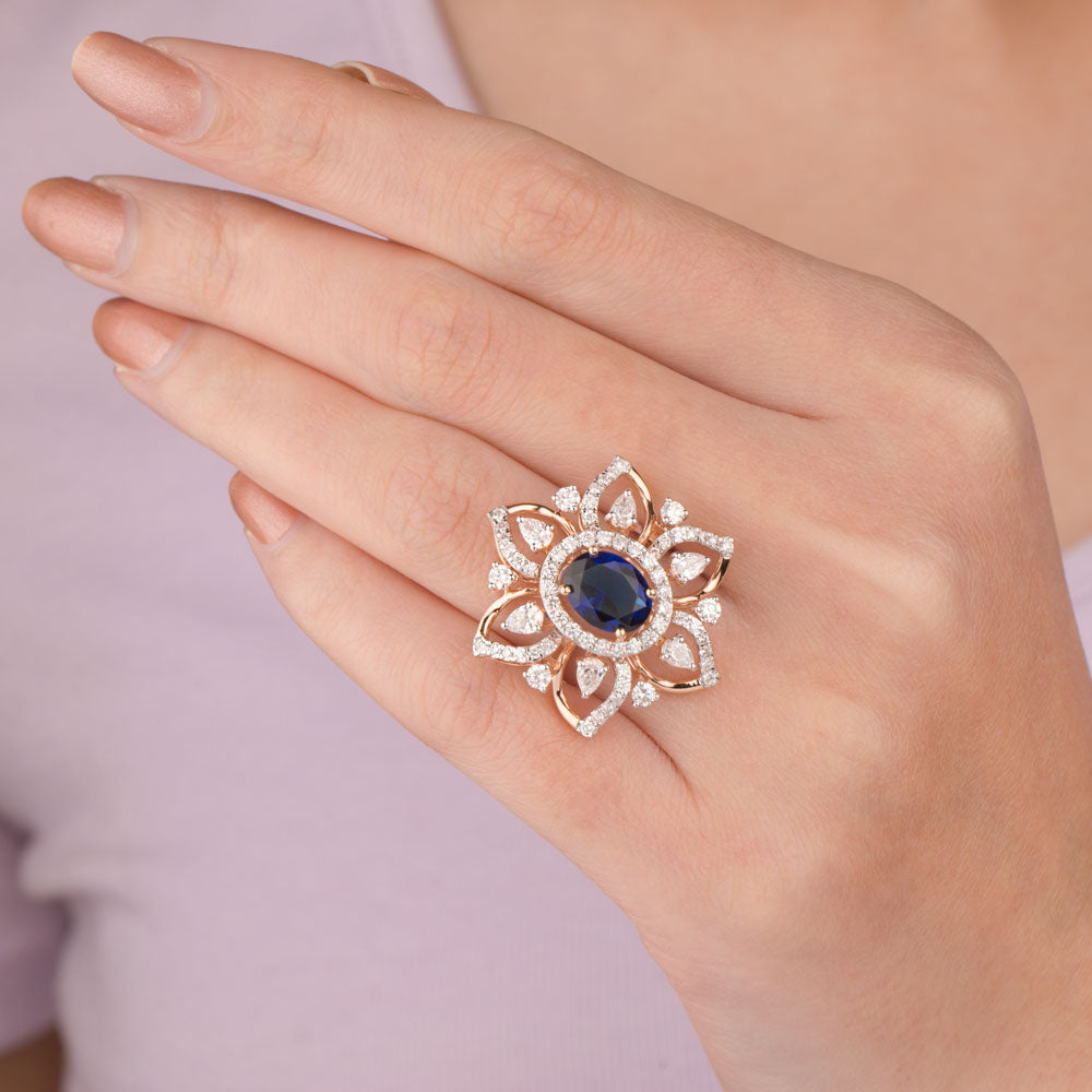 18K Rose Gold Diamond Ring - 1.501ct VS-SI-FG with Colour Stones