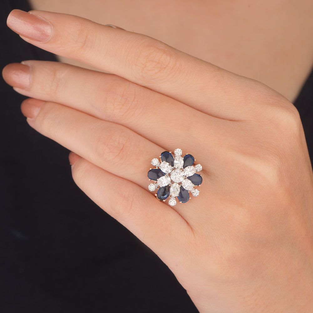 18K Rose Gold Diamond Ring - 1.244ct VS-SI-FG with Colour Stones