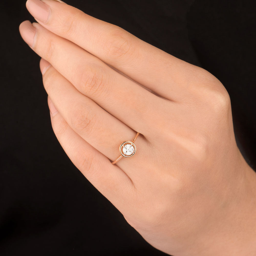 18K Rose Gold Diamond Ring - 0.119ct VVS-VS-EF