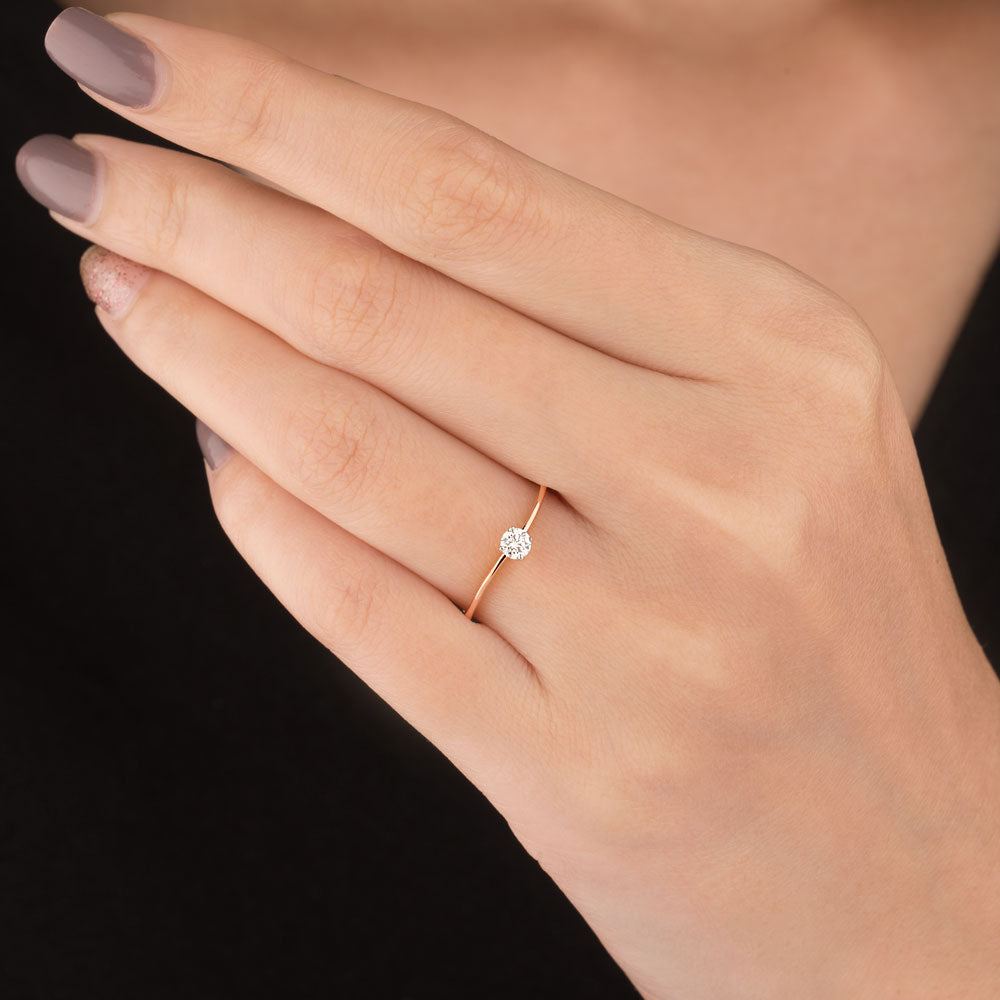 18K Rose Gold Diamond Ring - 0.135ct VS-GH