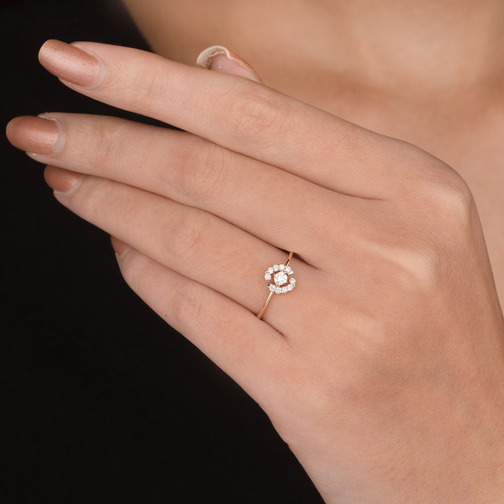 14K Rose Gold Diamond Ring - 0.17ct VS-SI-GH