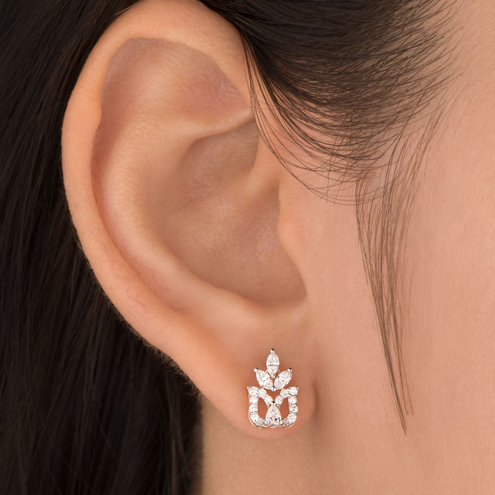 18K Rose Gold Diamond Earrings - 0.419ct VVS-VS-EF
