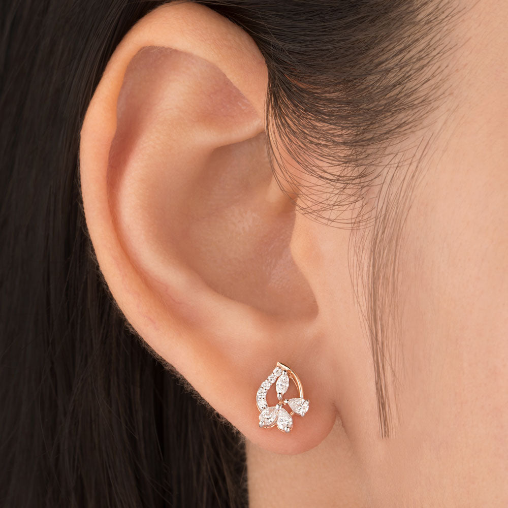 18K Rose Gold Diamond Earrings - 0.419ct VVS-VS-EF
