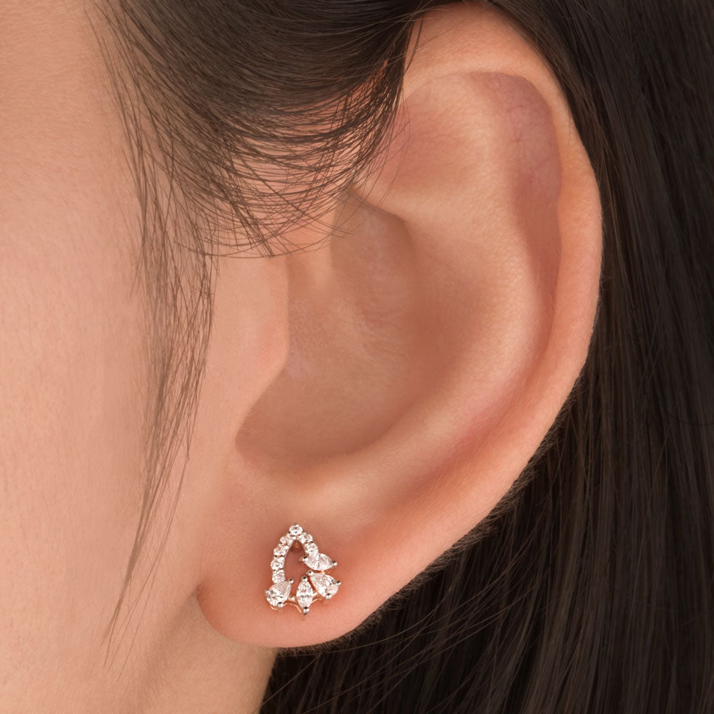 18K Rose Gold Diamond Earrings - 0.362ct VVS-VS-EF