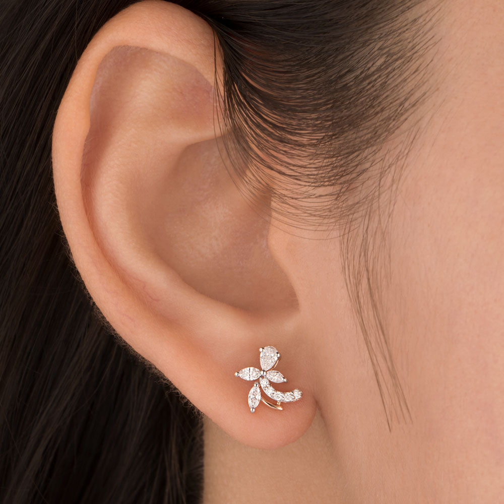 18K Rose Gold Diamond Earrings - 0.398ct VVS-VS-EF