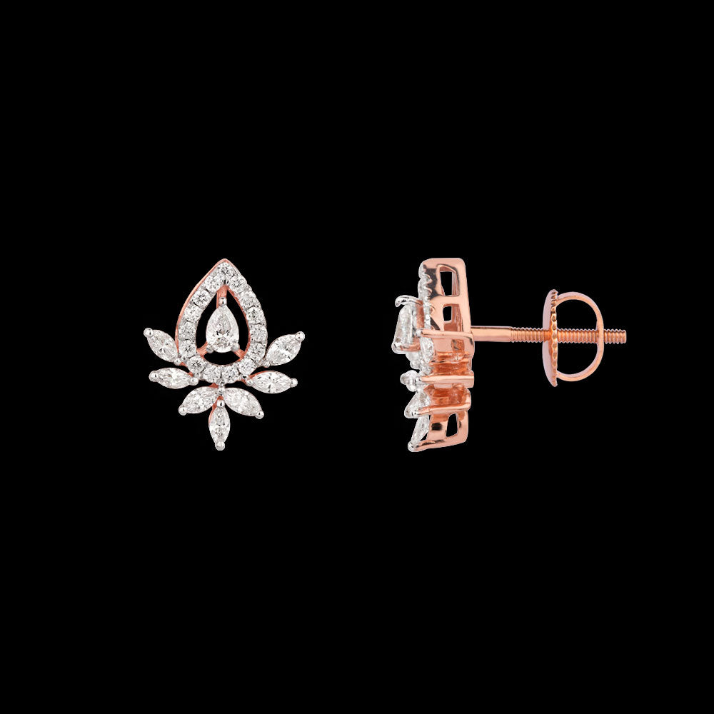 18K Rose Gold Diamond Earrings - 0.679ct VVS-VS-EF