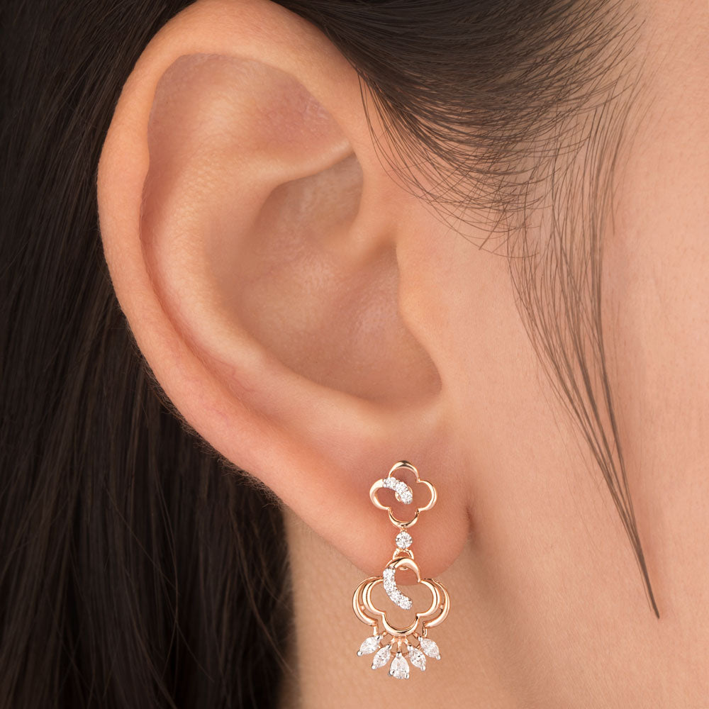 18K Rose Gold Diamond Earrings - 0.334ct VVS-VS-EF