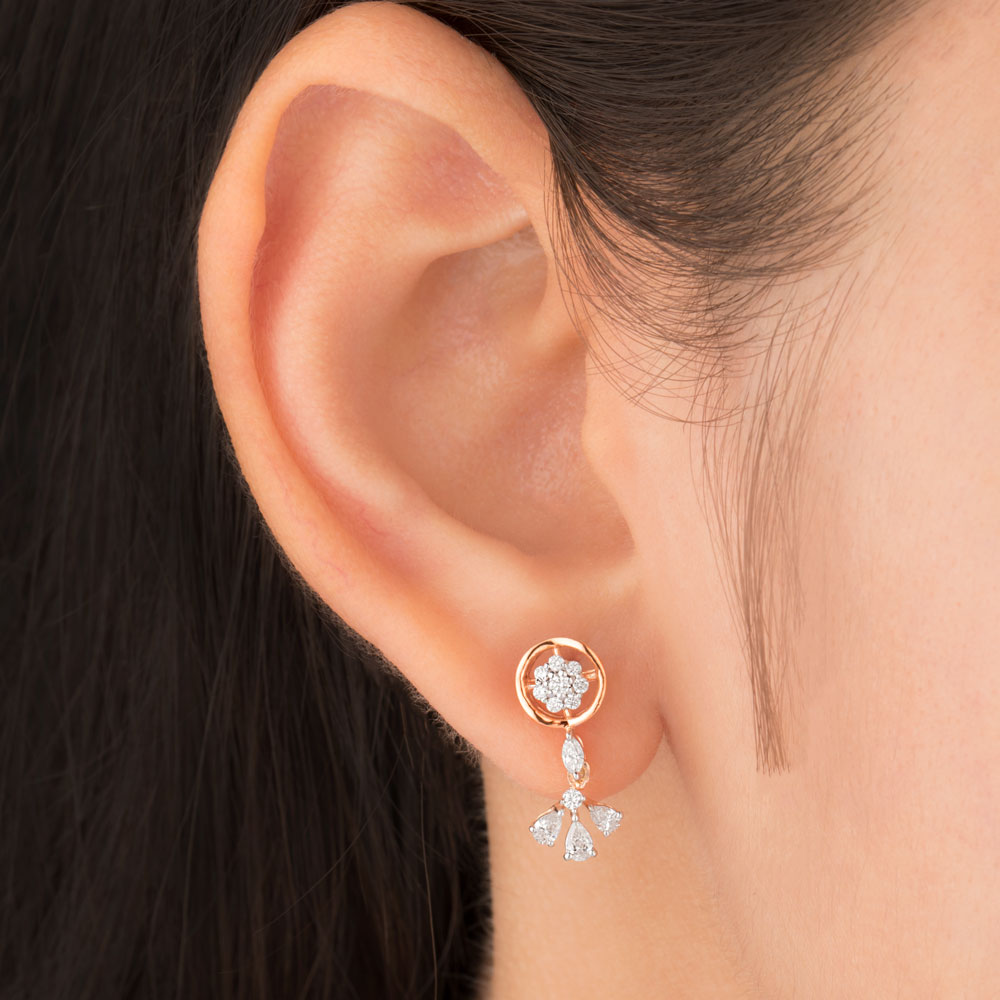 18K Rose Gold Diamond Earrings - 0.458ct VVS-VS-EF