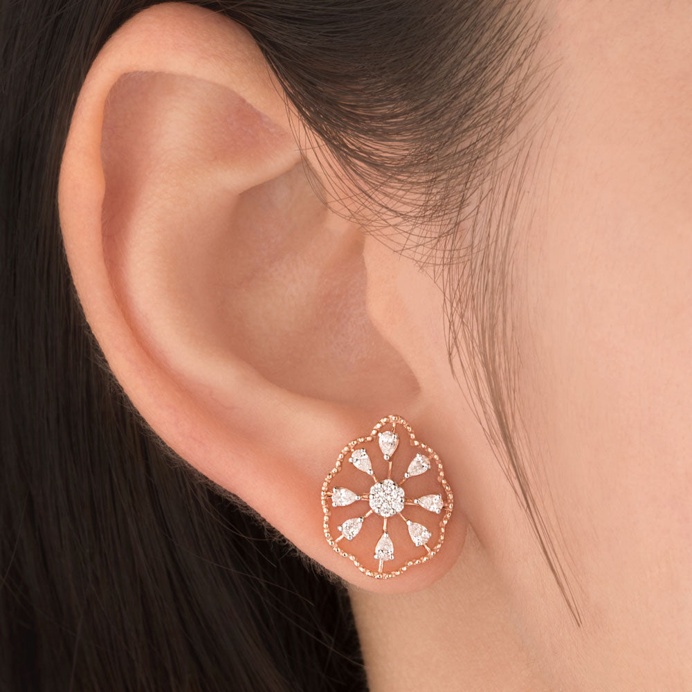 18K Rose Gold Diamond Earrings - 0.473ct VVS-FG