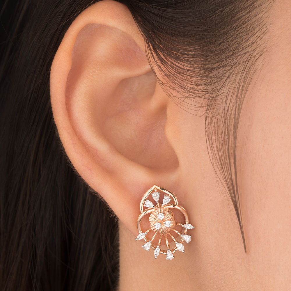 18K Rose Gold Diamond Earrings - 0.588ct VVS-VS-EF