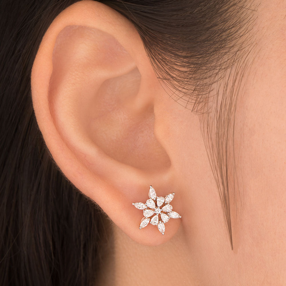 18K Rose Gold Diamond Earrings - 0.741ct VVS-VS-EF
