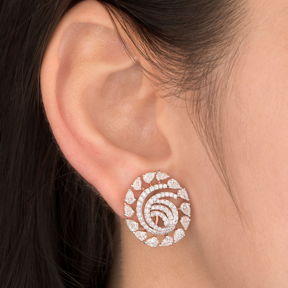 18K Rose Gold Diamond Earrings - 2.524ct VS-SI-EF