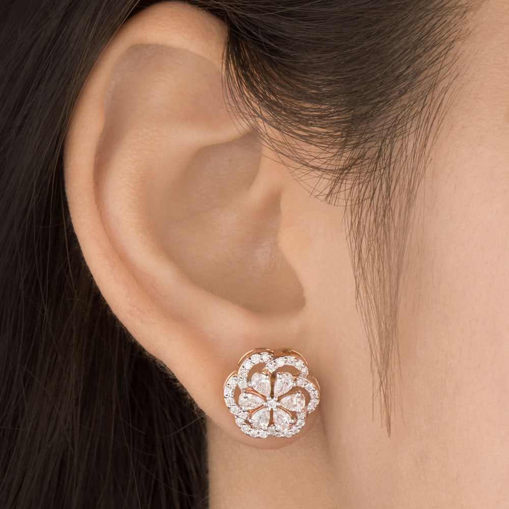 18K Rose Gold Diamond Earrings - 1.291ct VVS-VS-HI