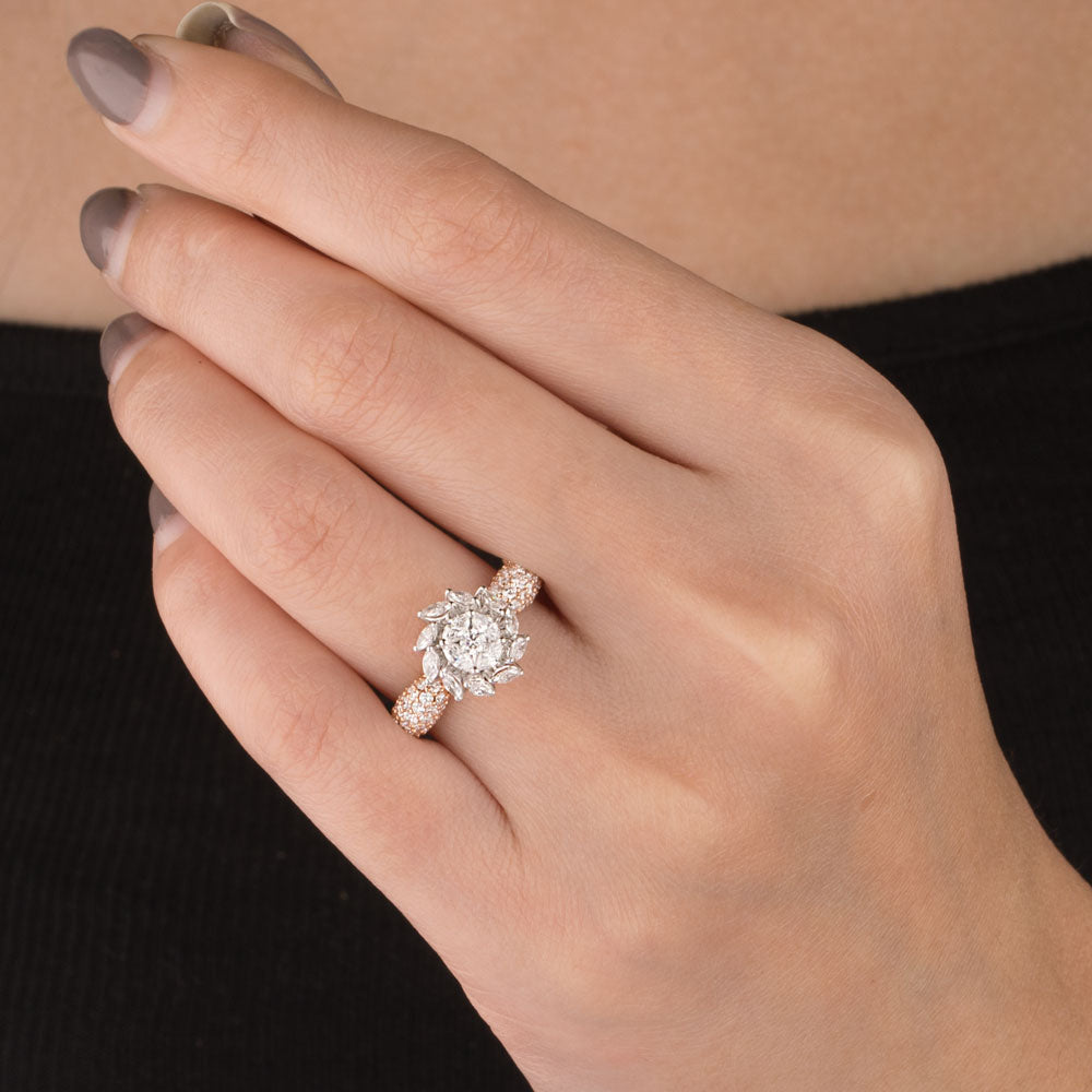 18K Rose Gold Diamond Ring - 1.3ct VVS-EF