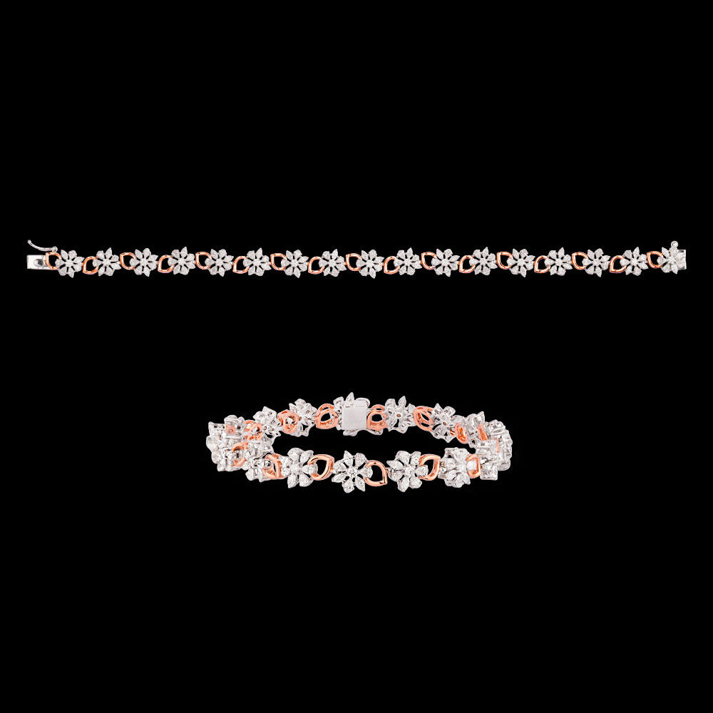 18K Two Tone Gold Diamond Bracelet - 3.213ct VVS-VS-EF