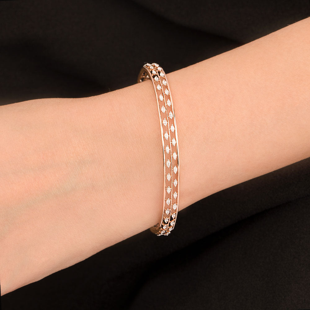 18K Rose Gold Diamond Bangle - 1.82ct VVS-EF