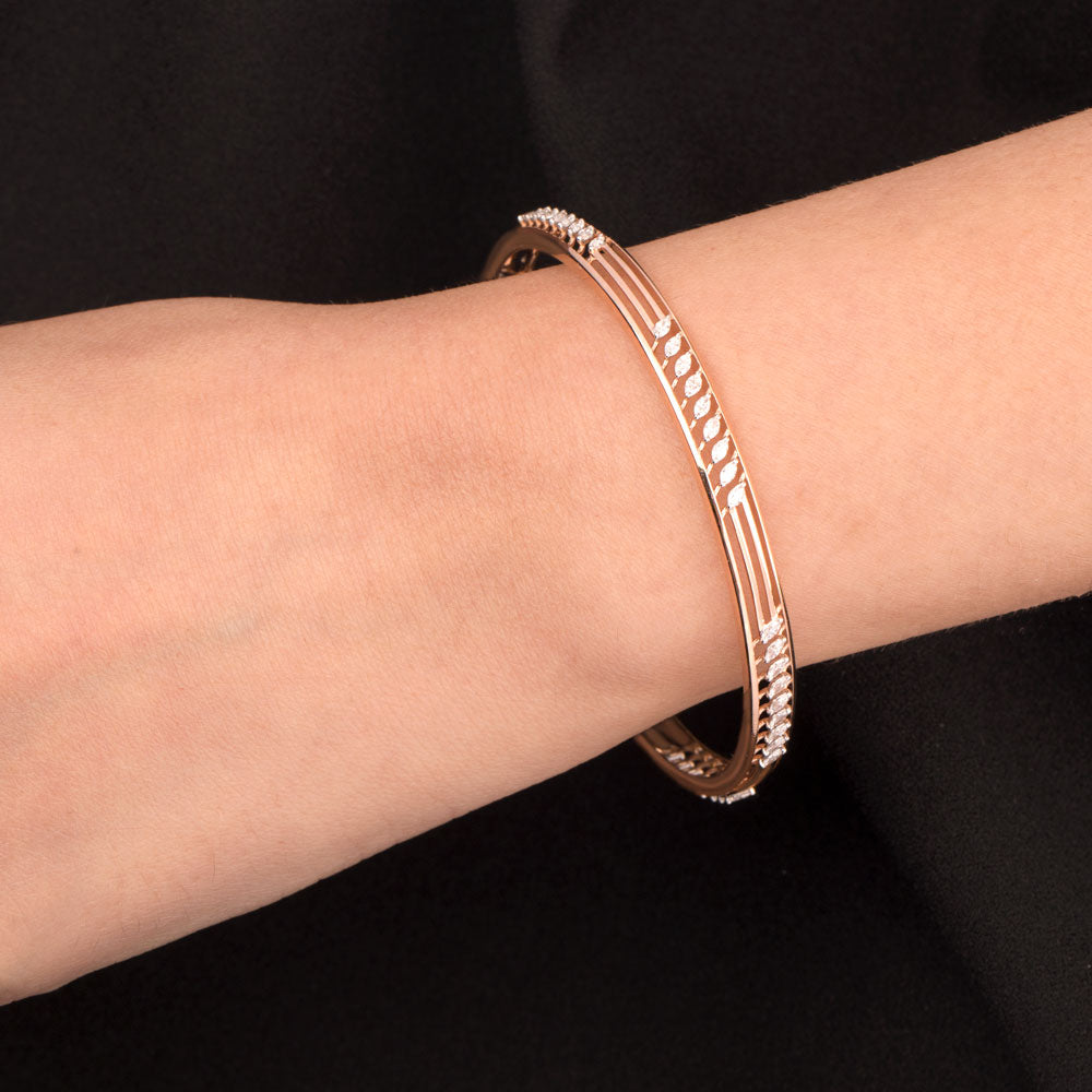 18K Rose Gold Diamond Bangle - 1.26ct VVS-EF