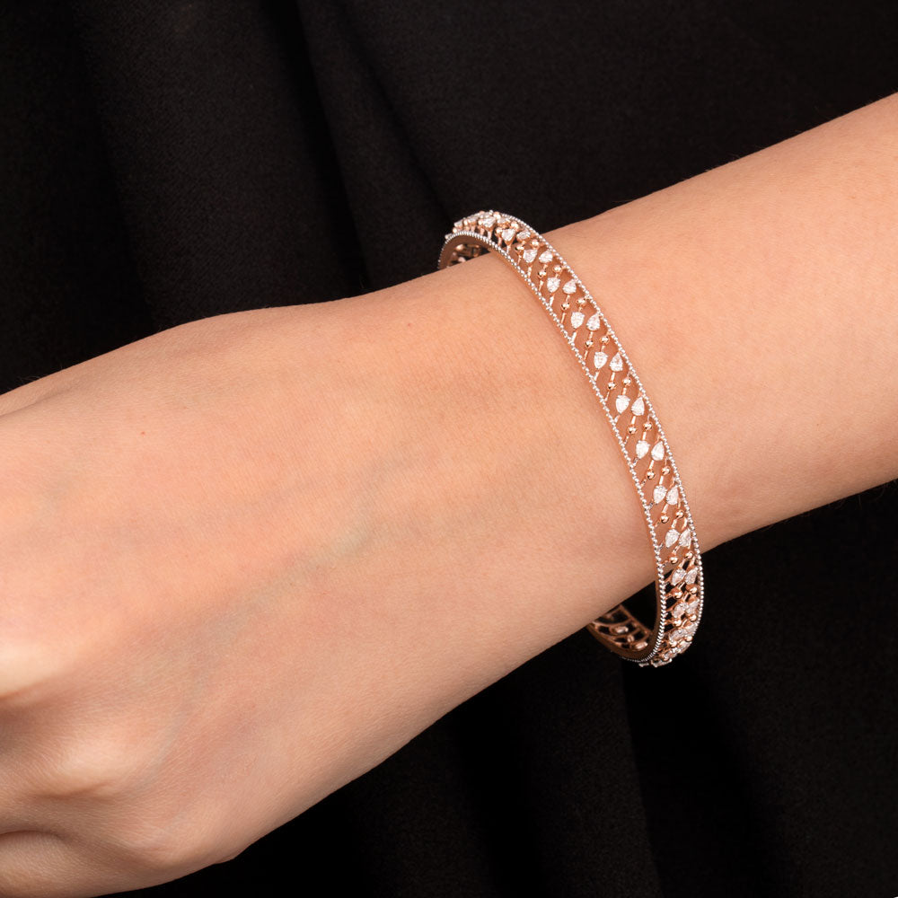 18K Rose Gold Diamond Bangle - 1.64ct VVS-EF