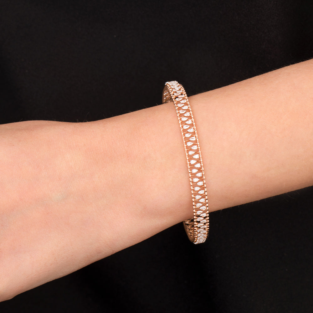 18K Rose Gold Diamond Bangle - 3.8ct VVS-EF