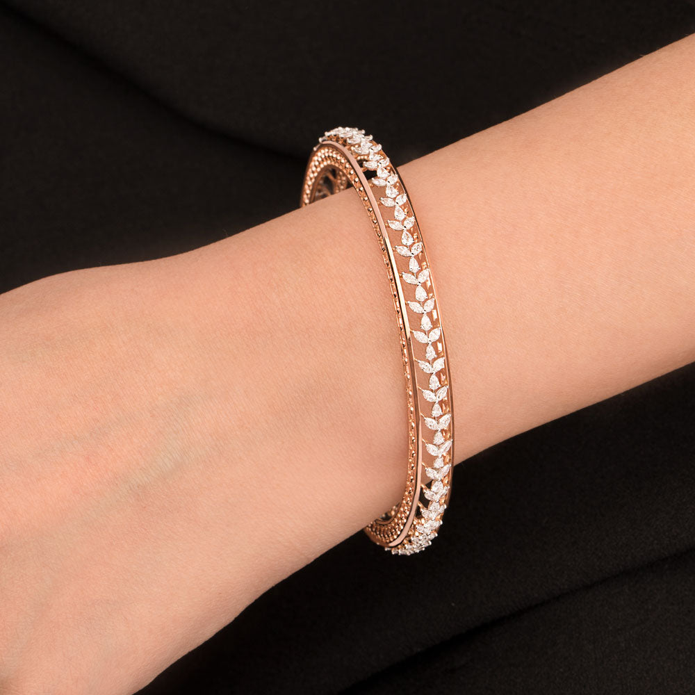 18K Rose Gold Diamond Bangle - 3.16ct VVS-EF