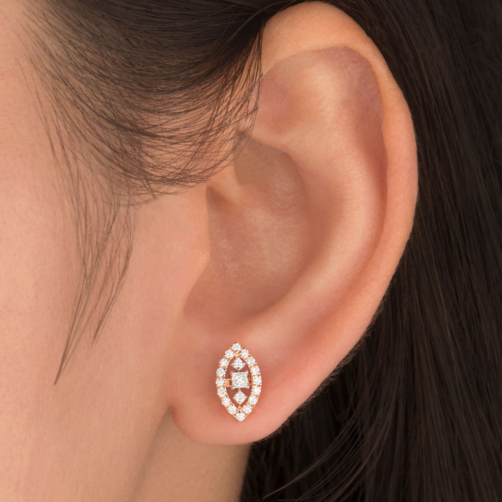 18K Rose Gold Diamond Earrings - 0.34ct VVS-EF