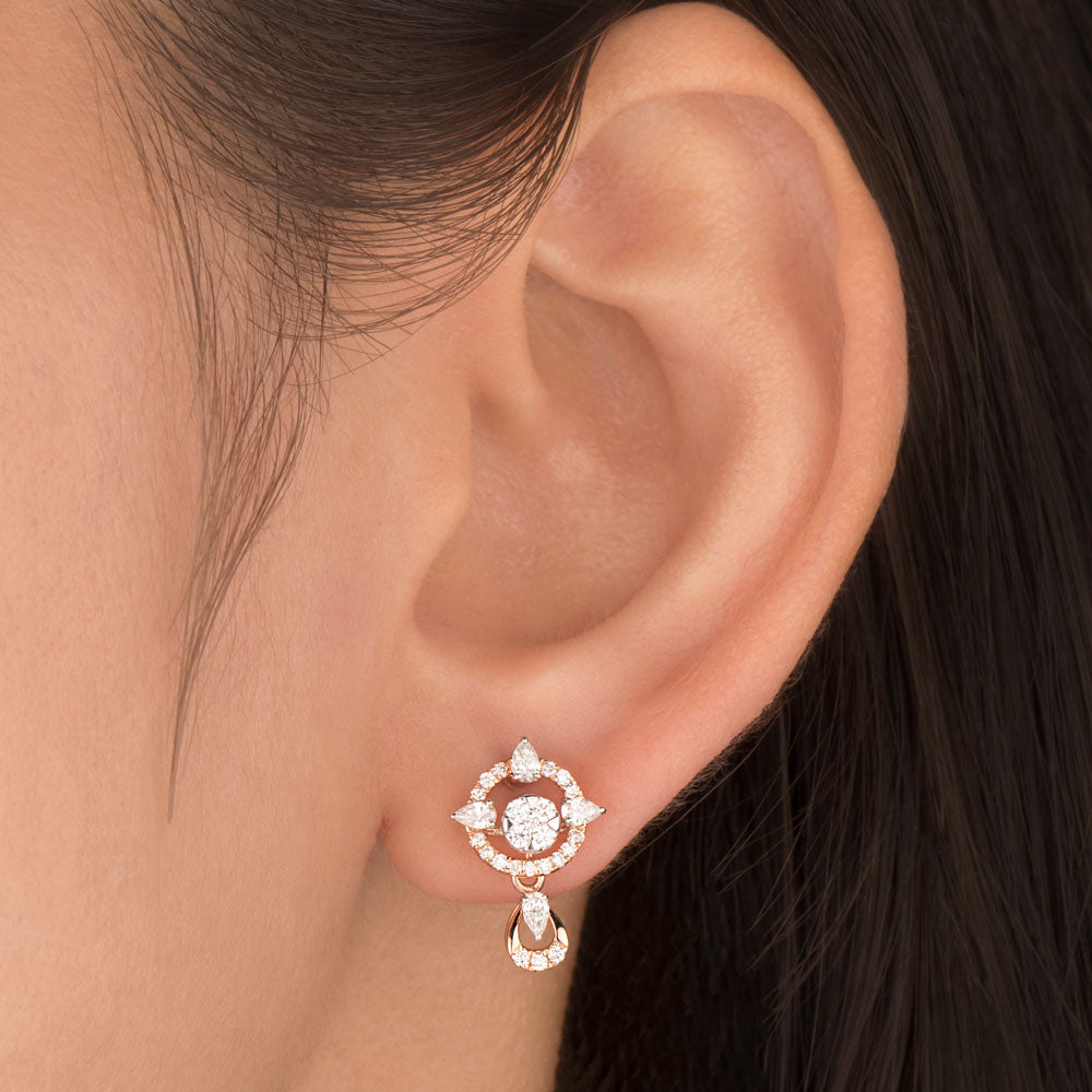 18K Rose Gold Diamond Earrings - 0.61ct VVS-EF