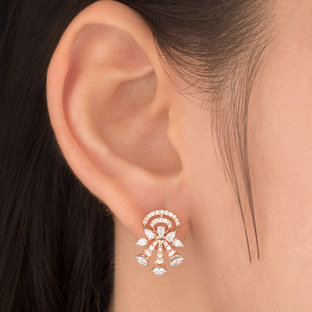 18K Rose Gold Diamond Earrings - 0.9ct VVS-EF