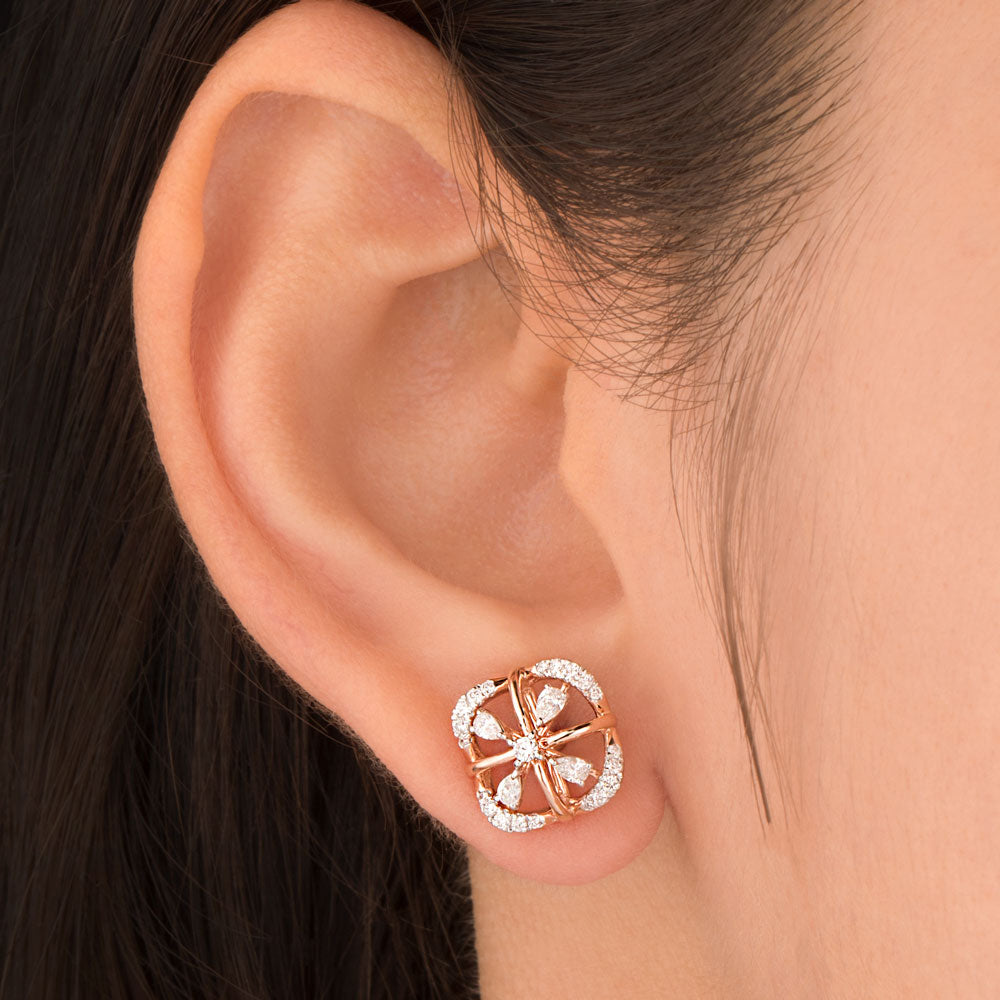 18K Rose Gold Diamond Earrings - 0.5ct VVS-EF