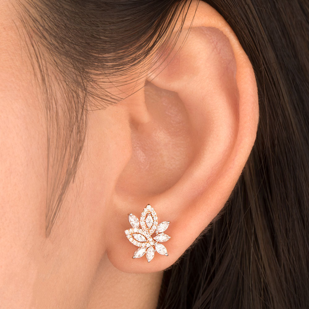 18K Rose Gold Diamond Earrings - 0.77ct VVS-EF