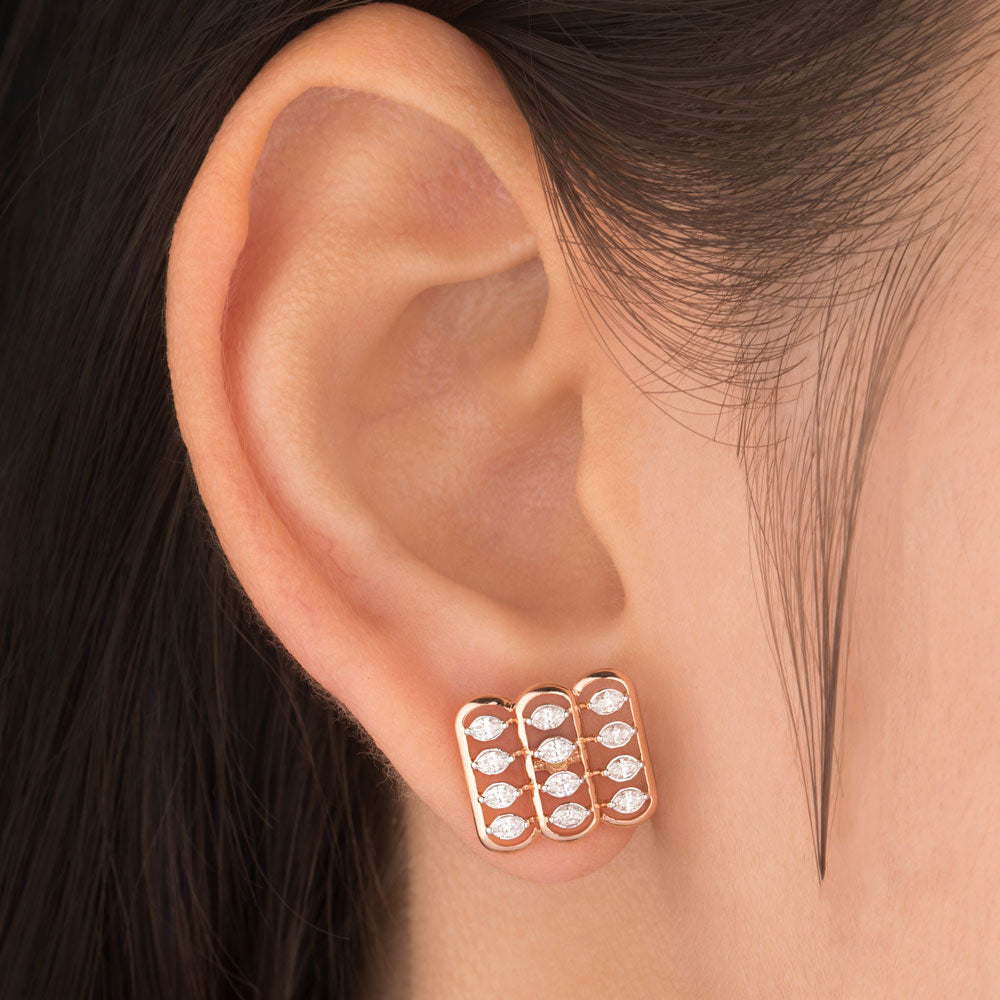 18K Rose Gold Diamond Earrings - 0.54ct VVS-EF